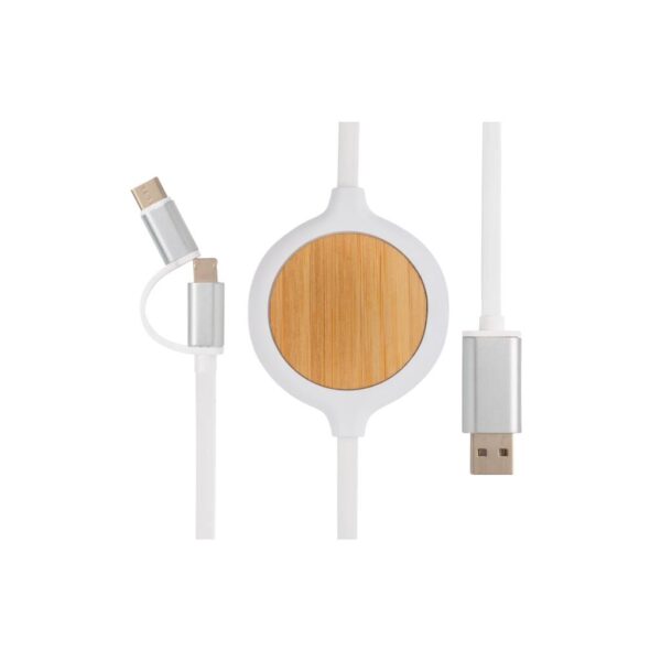 3-in-1 cable with 5W bamboo wireless charger