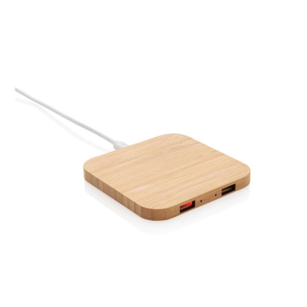 Bamboo 5W wireless charger with USB