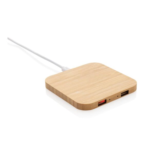 Bamboo 10W wireless charger with USB