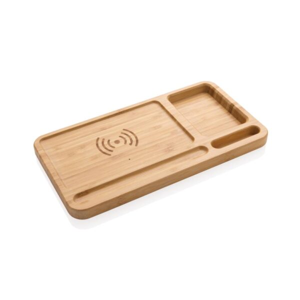 Bamboo desk organiser 10W wireless charger