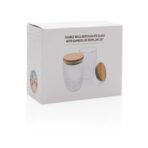Double wall borosilicate glass with bamboo lid 350ml 2pc set - Image 12