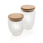 Double wall borosilicate glass with bamboo lid 350ml 2pc set - Image 7