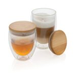 Double wall borosilicate glass with bamboo lid 350ml 2pc set - Image 8