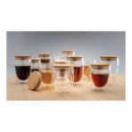 Double wall borosilicate glass with bamboo lid 350ml 2pc set - Image 10