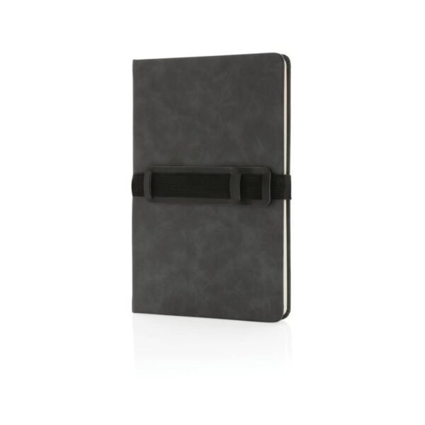 Deluxe hardcover PU notebook A5 with phone and pen holder