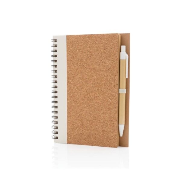 Cork spiral notebook with pen