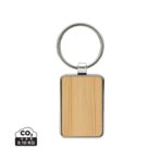 RCS recycled zinc alloy rectangle keychain with bamboo - Image 2