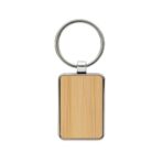 RCS recycled zinc alloy rectangle keychain with bamboo