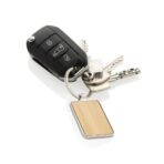 RCS recycled zinc alloy rectangle keychain with bamboo - Image 4