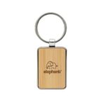 RCS recycled zinc alloy rectangle keychain with bamboo - Image 6