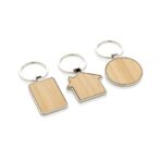 RCS recycled zinc alloy rectangle keychain with bamboo - Image 7