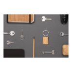 RCS recycled zinc alloy rectangle keychain with bamboo - Image 8