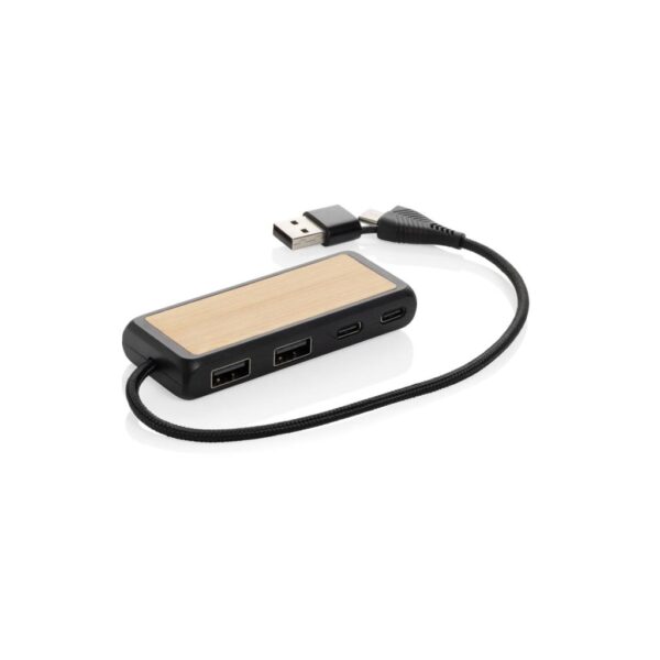 Link RCS recycled plastic and bamboo dual Input USB hub