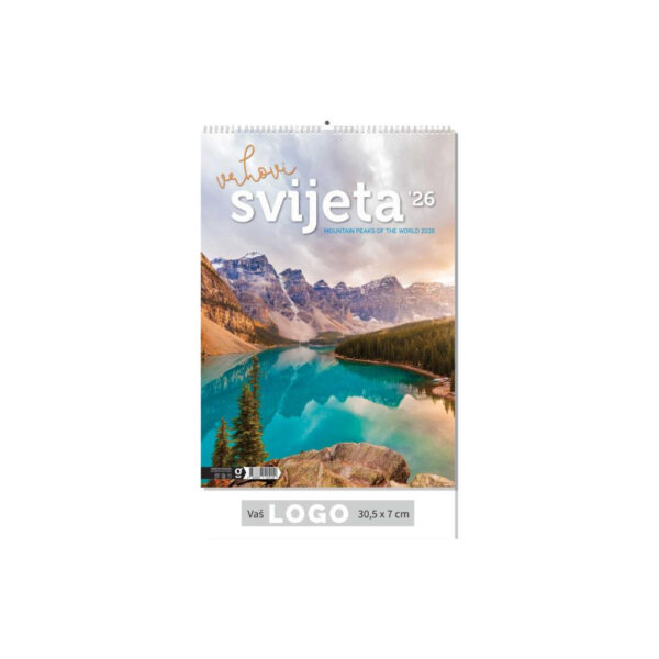 "VRHOVI SVIJETA" 13 list., dim: 30,5x50 cm, PVC vrećica, P/50, color kalendar