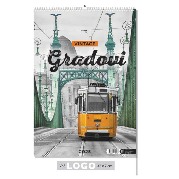 "VINTAGE CITIES" 13 sheets, dim: 33x55 cm, PVC bag, P/40, color calendar
