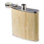 Stainless steel and bamboo hip flask Hayden - Image 2