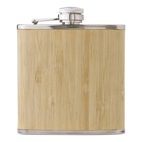 Stainless steel and bamboo hip flask Hayden