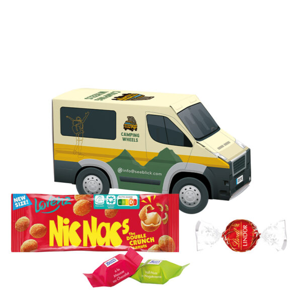3D present van, Lindt LINDOR milkballs