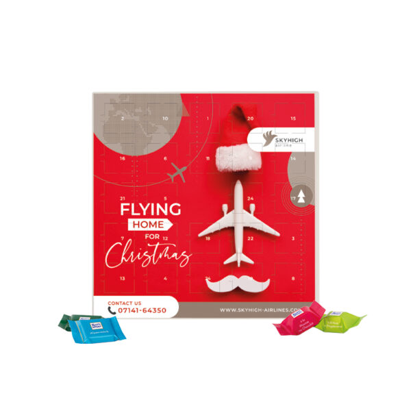 Square advent calendar, Cardboard cover white, Ritter SPORT chocolate cubes