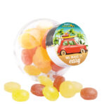 Sweet jar mini, paper label, Mini sweets, candy fruit mixture
