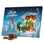 Classic desk advent calendar, solid board box, white 24 mini alpine milk chocolate bars.