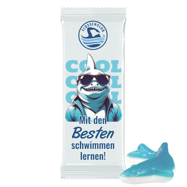 Trolli jelly gum single "shark", recycable paper white