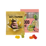 Mini bag 12g, compostable foil transparent, Trolli vegan jelly gums, 14 % fruit juice
