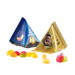 Jelly gums tetrahedron, foil tranpsarent, Trolli fruit jelly gums soccer ball