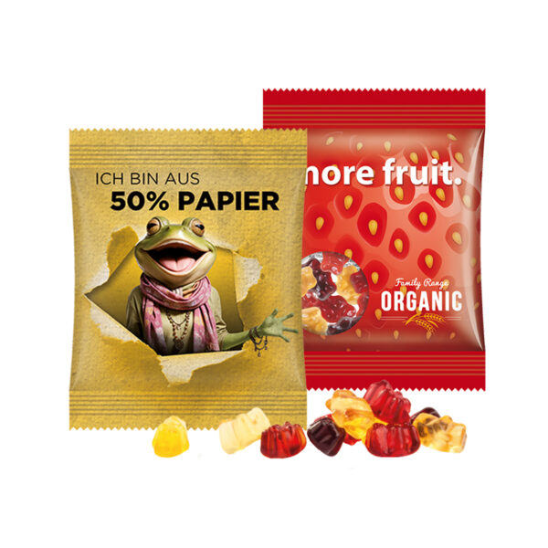 Mini bag 15g, foil white, Trolli fruit juice jelly bears, 30% fruit juice