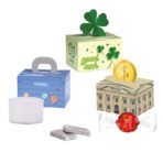 Mini gift box cloverleaf, Ritter SPORT chocolate cubes double caramel