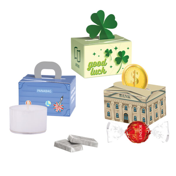 Mini gift box round, Ritter SPORT chocolate cubes Mousse au Chocolat