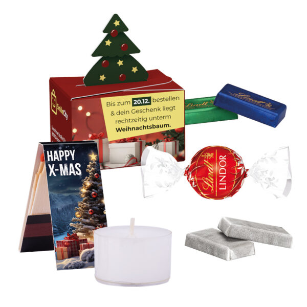 Mini gift box round, tea light & matchbook christmas