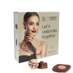 Lindt present, white cardboard "bunny ears" promotional case, Lindt Mini Pralinés