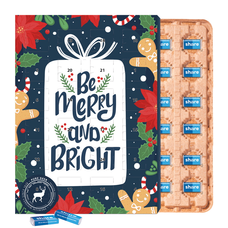 Brand wall advent calendar ECO, cardboard inlay, share mini chocolate bars - Slika 2