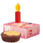 Mini Cake congratularions box, white cardboard, Bahlsen mini butter sponge cake