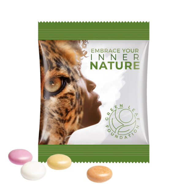 Mini bag 8g, recyclable paper white, Mentos chewy candy fruit