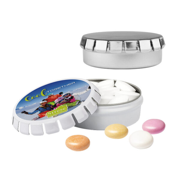 Quick box metal spring cover, white, Mentos fruit