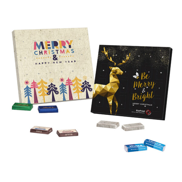 Mini bar advent calendar, grass paper, Lindt mini chocolate bars