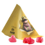 Jelly gums tetrahedron, white foil with approx. 50 % paper content, Trolli fruit jelly gums heart - Image 2