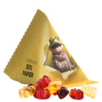 Jelly gums tetrahedron, white foil with approx. 50 % paper content, Trolli fruit jelly bears with 30 % fruit juice - Image 2