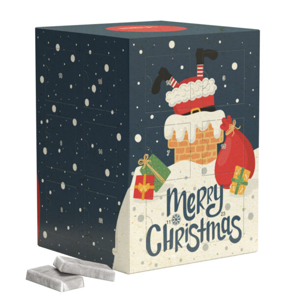 Tower advent calendar, grass paper, share mini chocolate bars