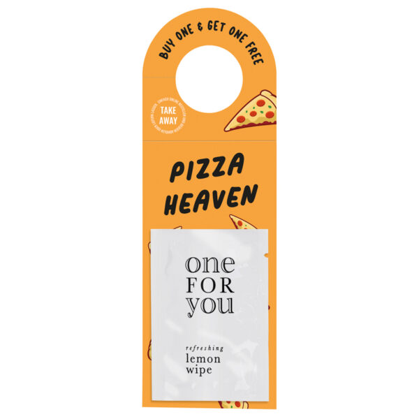 Promotional tag, refreshing wipe