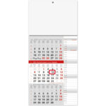 "Poslovni SIVO CRVENI planer" trodjelni kalendar, 12 list., dim: 29,5x62cm, PVC vrećica, pokazivač, P/50