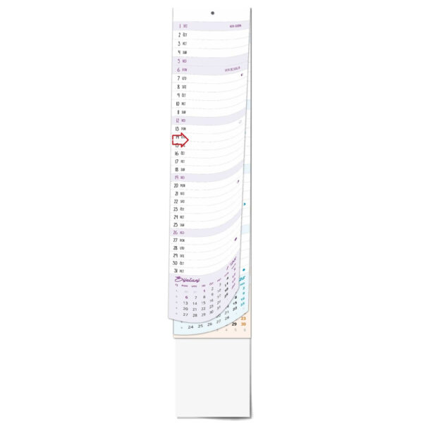 " Poslovni USKI zidni planer kalendar", 12 list., dim: 11x61,5 cm, PVC vrećica, pokazivač, P/100
