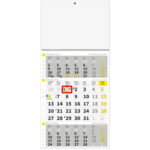""Poslovni ŽUTO-SIVI" trodjelni kalendar, 12 list., dim:29,5x62cm, PVC vrećica, P/50