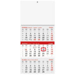 "Poslovni  SIVO-CRVENI" trodjelni kalendar, 12 list., dim: 29,5x62cm, PVC vrećica, pokazivač, P/50