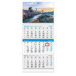 ""Poslovni SIVO-PLAVI" trodjelni kalendar s fotografijom, 12 list., dim: 29,5x62cm, PVC vrećica, pokazivač, P/50