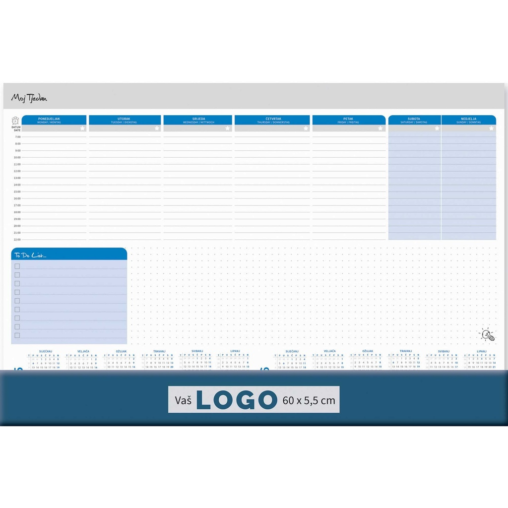 MAPA STOLNA DVOGODIŠNJA 60*40 cm, 48 L, plava klapna 7 x 60 cm s kalendarijom, P/15