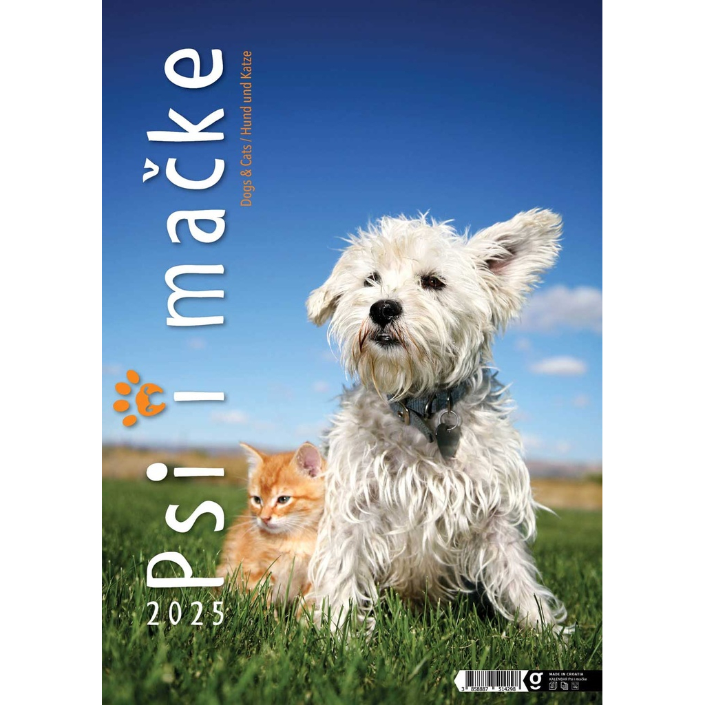 "PSI i MAČKE" 13 list., dim: 30,5x50 cm, PVC vrećica, P/50, color kalendar